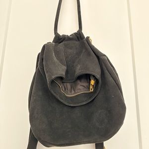 Anthropologie Faux Suede Black Backpack